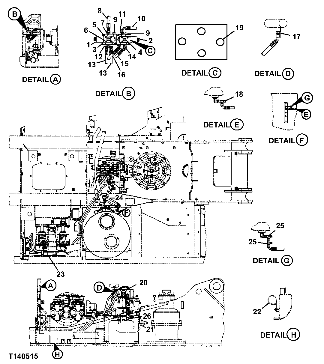 Схема запчастей John Deere 330LC, 370 - 178 - Auxiliary Pilot Piping (Butt-N-Top Forestry Cab) 3360C Hydraulic System (Forestry Cab)