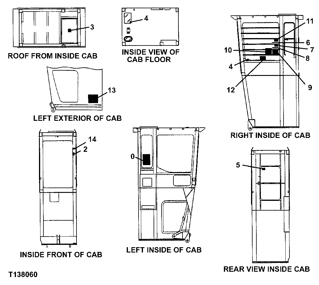 Схема запчастей John Deere 330LC, 370 - 32 - Rear Entry Cab Labels and Decals 1322B Labels & Trademarks (Rear Entry)
