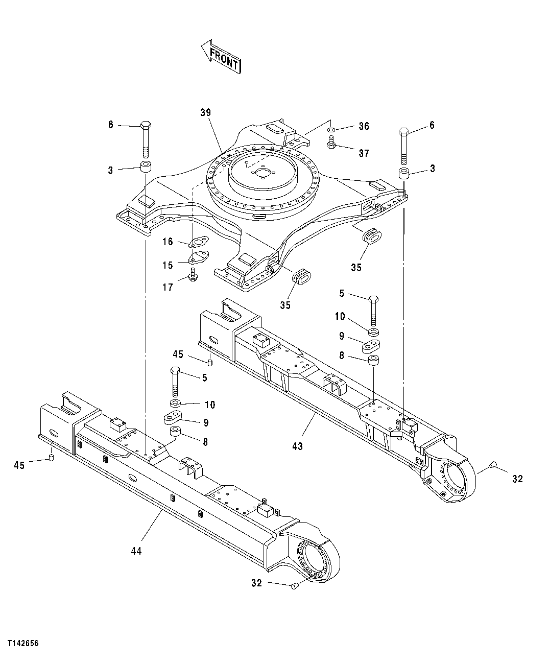 Схема запчастей John Deere 50CLC - 1 - TRACK FRAME 0130 TRACK SYSTEM