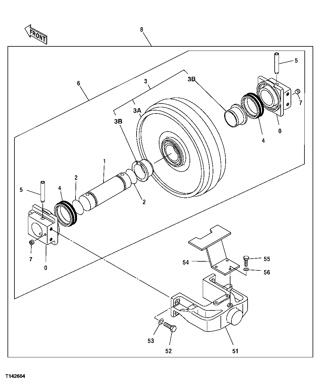 Схема запчастей John Deere 50CLC - 4 - FRONT IDLER 0130 TRACK SYSTEM