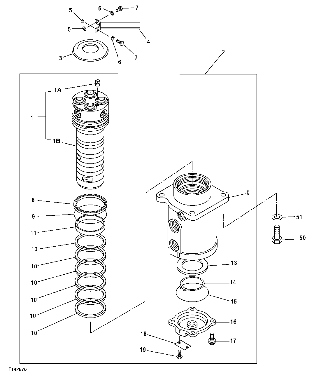 Схема запчастей John Deere 50CLC - 12 - ROTARY MANIFOLD 0260 AXLES, DIFF. AND SUSP. SYS. HYD