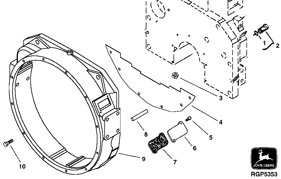 Схема запчастей John Deere 50CLC - 18 - 1401 FLYWHEEL HOUSING 0400 Engine 6125HT001-RG29624 6125HT001