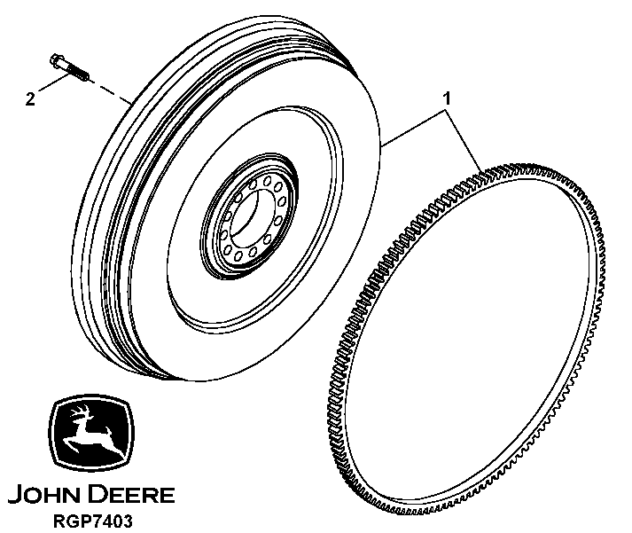 Схема запчастей John Deere 50CLC - 20 - 1504 FLYWHEEL 0400 Engine 6125HT001-RG29624 6125HT001