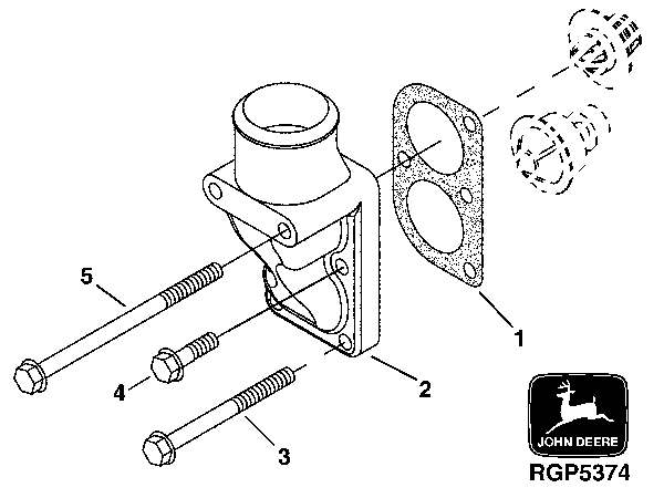 Схема запчастей John Deere 50CLC - 27 - 2101 THERMOSTAT COVER 0400 Engine 6125HT001-RG29624 6125HT001