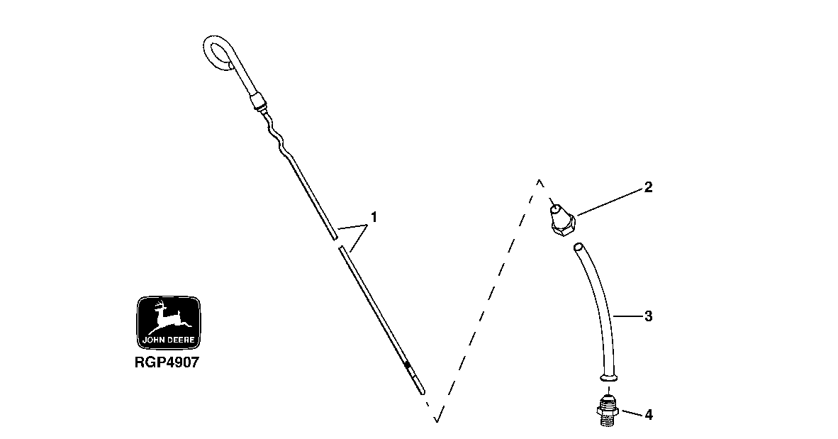 Схема запчастей John Deere 50CLC - 41 - 4014 DIPSTICK AND TUBE 0400 Engine 6125HT001-RG29624 6125HT001