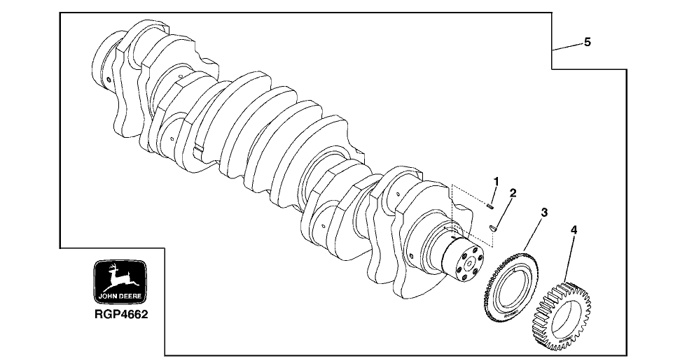 Схема запчастей John Deere 50CLC - 45 - 4701 CRANKSHAFT, IDLER GEARS 0400 Engine 6125HT001-RG29624 6125HT001