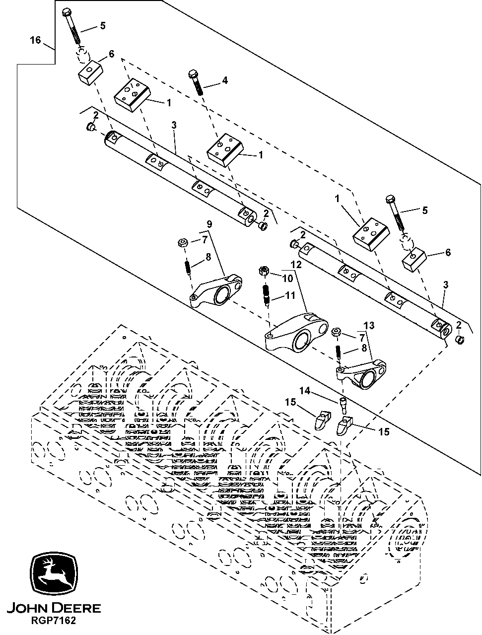 Схема запчастей John Deere 50CLC - 48 - 4902 ROCKER ARM ASSEMBLY 0400 Engine 6125HT001-RG29624 6125HT001