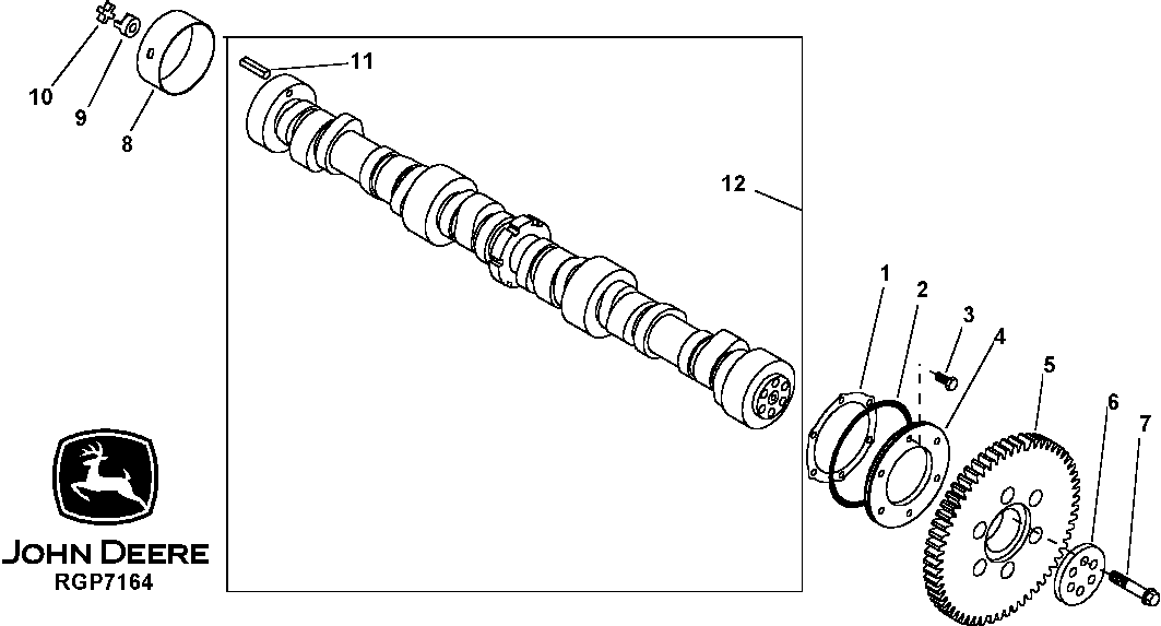 Схема запчастей John Deere 50CLC - 50 - 5101 CAMSHAFT AND GEAR 0400 Engine 6125HT001-RG29624 6125HT001