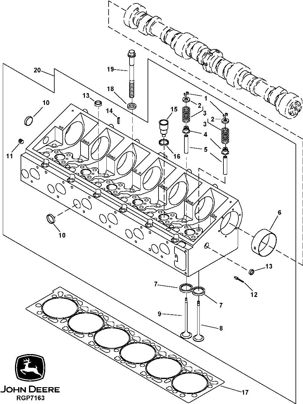 Схема запчастей John Deere 50CLC - 51 - 5101 CYLINDER HEAD 0400 Engine 6125HT001-RG29624 6125HT001