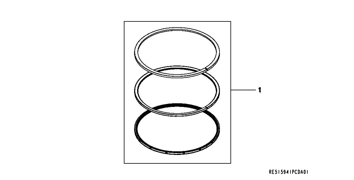 Схема запчастей John Deere 50CLC - 61 - 9902 PISTON RING PACK 0400 Engine 6125HT001-RG29624 6125HT001