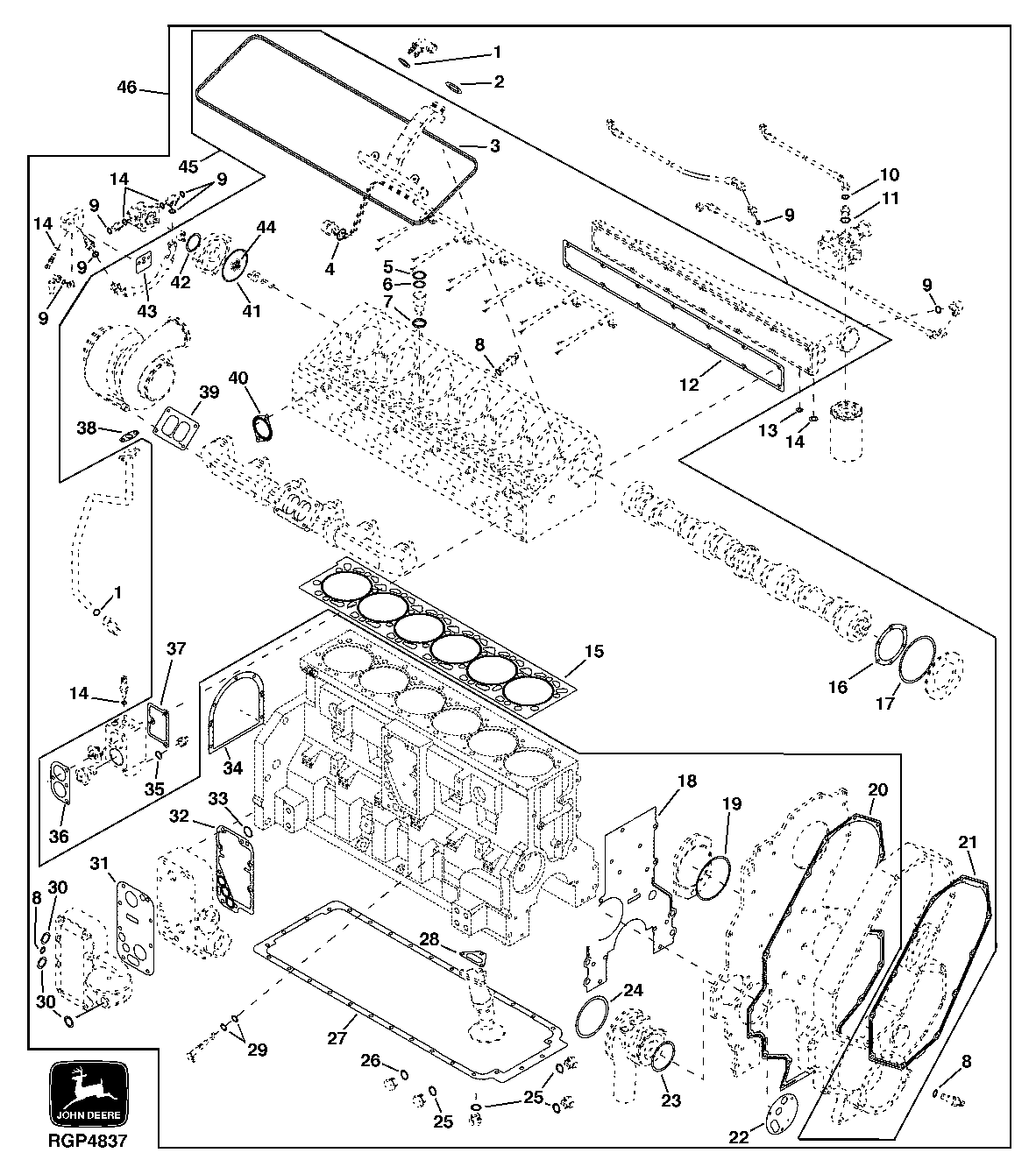 Схема запчастей John Deere 50CLC - 78 - 9901 ENGINE GASKET KITS 0400 Engine 6125HT001-RG29624 6125HT001