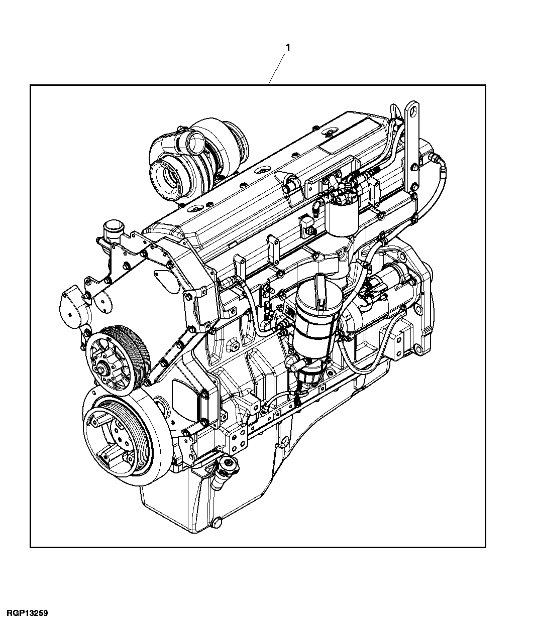 Схема запчастей John Deere 50CLC - 81 - 9901 COMPLETE ENGINE 0400 Engine 6125HT001-RG29624 6125HT001