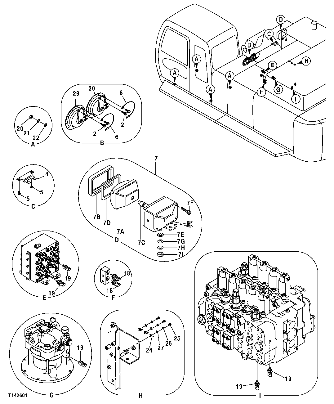 Схема запчастей John Deere 50CLC - 105 - ELECTRICAL COMPONENTS 1674 WIRING HARNESS AND SWITCHES