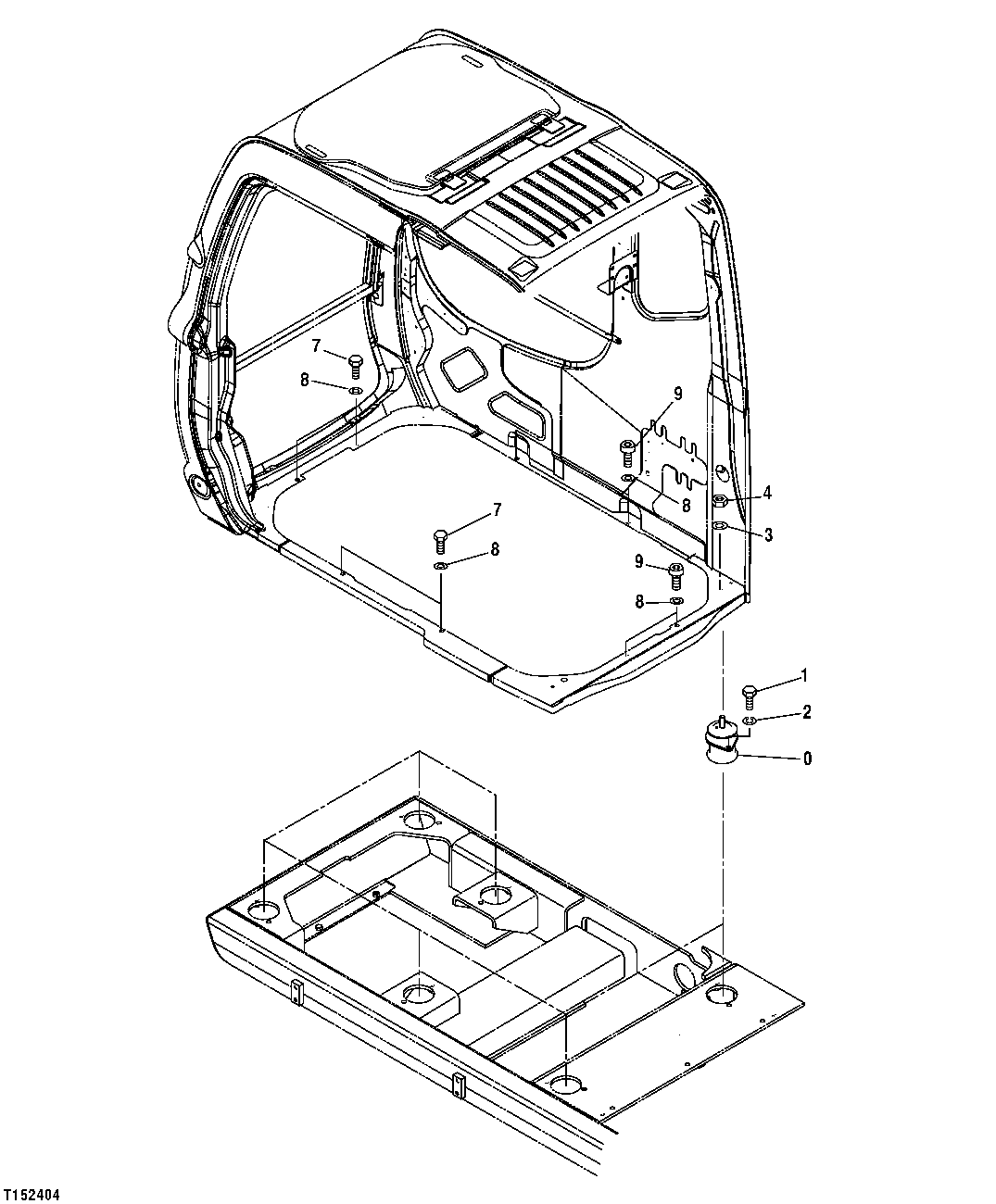 Схема запчастей John Deere 50CLC - 128 - CAB MOUNTS 1810 OPERATOR ENCLOSURE