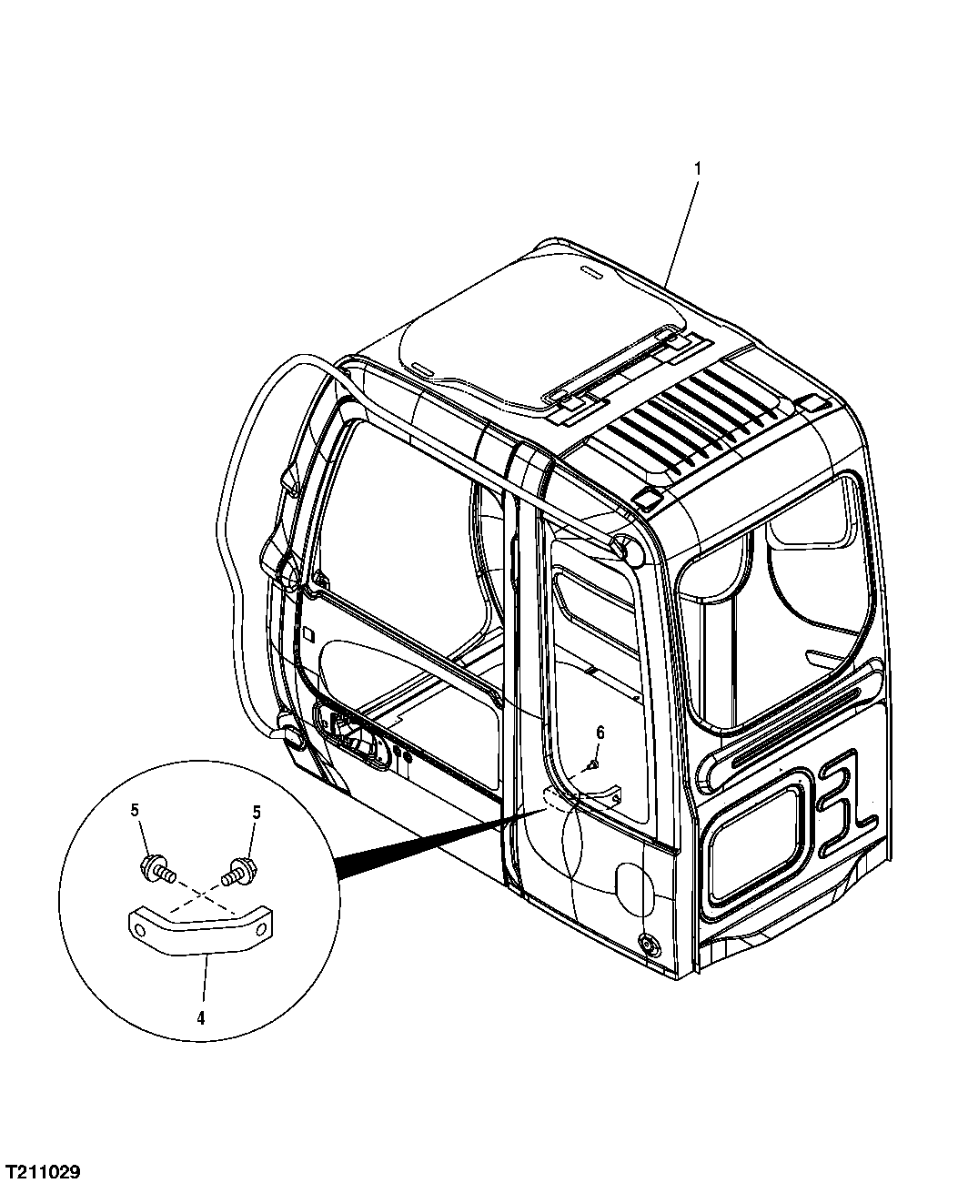 Схема запчастей John Deere 50CLC - 129 - CAB 1810 OPERATOR ENCLOSURE