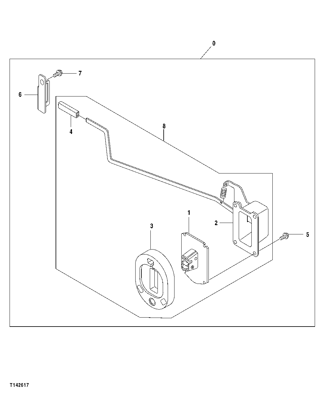 Схема запчастей John Deere 50CLC - 136 - CAB COMPONENTS (DOOR LATCH) 1810 OPERATOR ENCLOSURE