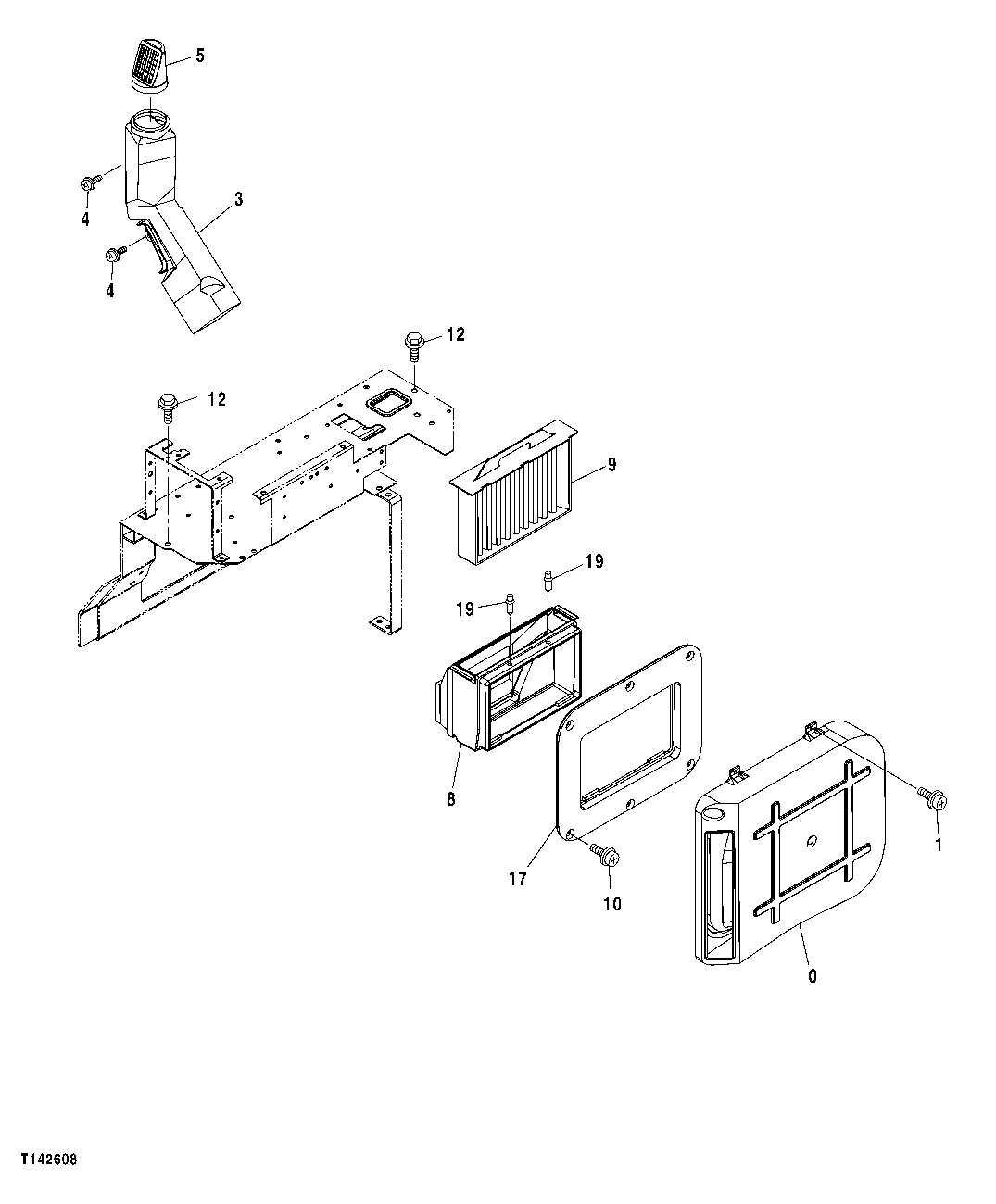 Схема запчастей John Deere 50CLC - 164 - HVAC DUCT WORK AND FILTER 1830 HEATING AND AIR CONDITIONING