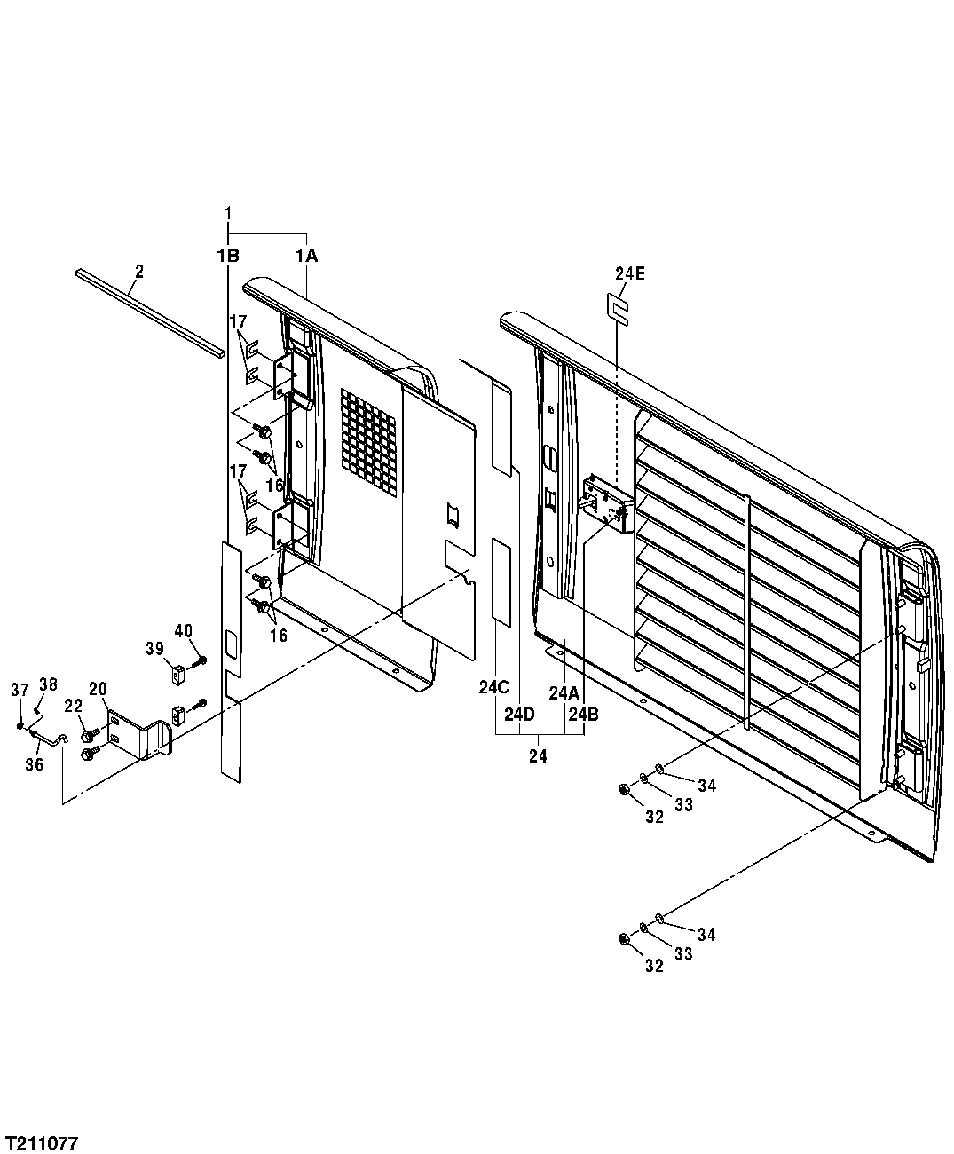 Схема запчастей John Deere 50CLC - 174 - ACCESS DOORS AND PANEL (RIGHT SIDE) 1910 HOOD AND ENGINE ENCLOSURE