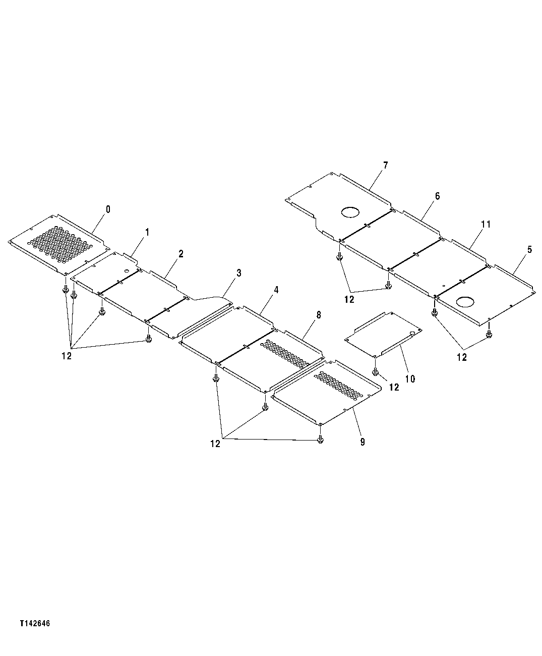 Схема запчастей John Deere 50CLC - 184 - BOTTOM COVER 1910 HOOD AND ENGINE ENCLOSURE