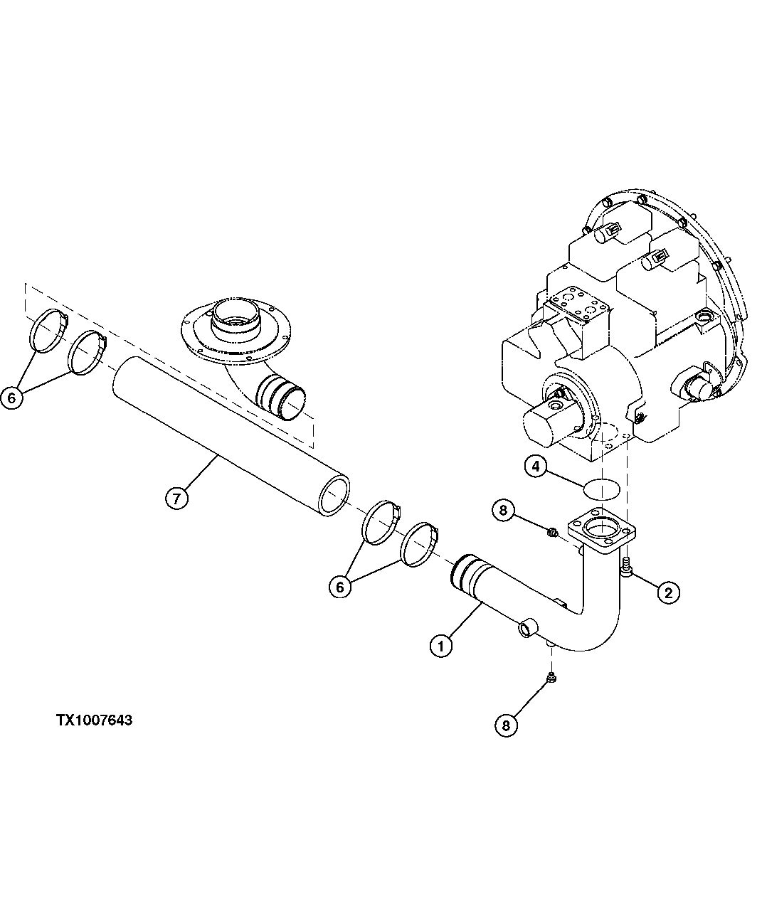 Схема запчастей John Deere 50CLC - 192 - HYDRAULIC SUCTION TUBES AND HOSES 2160 VEHICLE HYDRAULICS