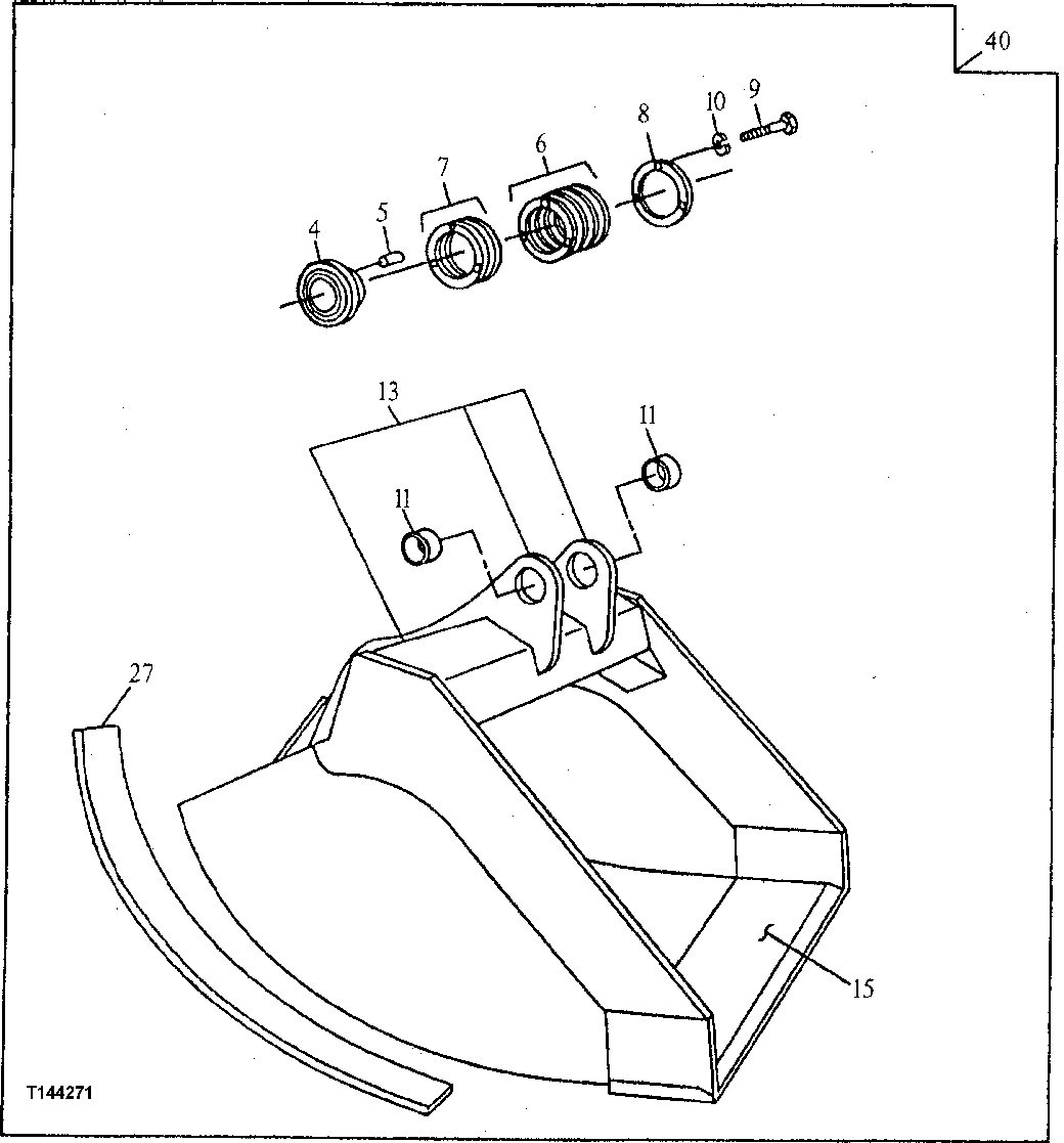 Схема запчастей John Deere 50CLC - 207 - DITCH CLEANING BUCKET 3302 BUCKET WITH TEETH