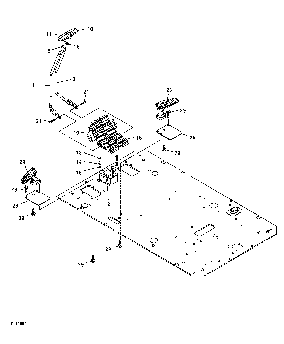 Схема запчастей John Deere 50CLC - 224 - PROPEL PILOT CONTROLLER LEVER AND PEDAL 3315 CONTROLS LINKAGE