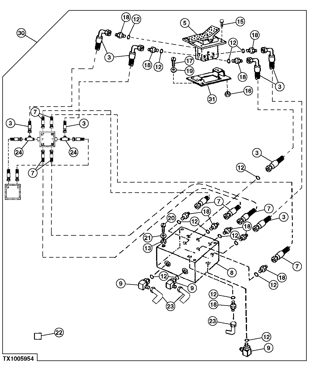 Схема запчастей John Deere 50CLC - 229 - SINGLE PEDAL CONTROL KIT 3315 CONTROLS LINKAGE