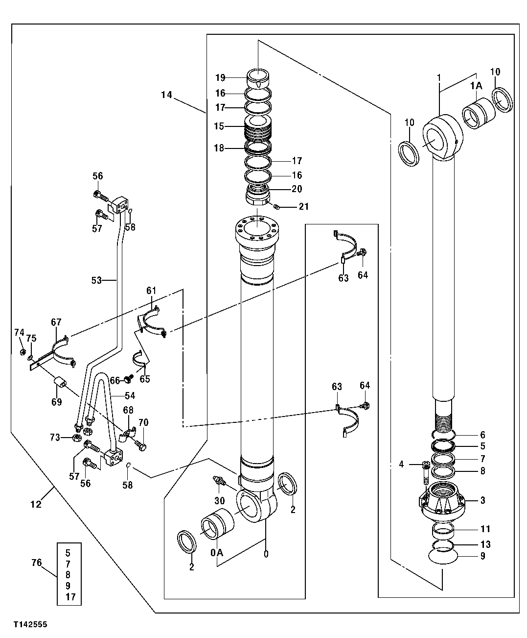 Схема запчастей John Deere 50CLC - 247 - Right Boom Cylinder Components ( - 091286) 3360 HYDRAULIC SYSTEM