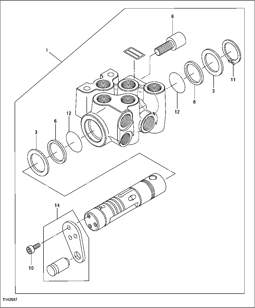 Схема запчастей John Deere 50CLC - 279 - PILOT SHUTOFF VALVE (PILOT SYSTEM) 3360 HYDRAULIC SYSTEM