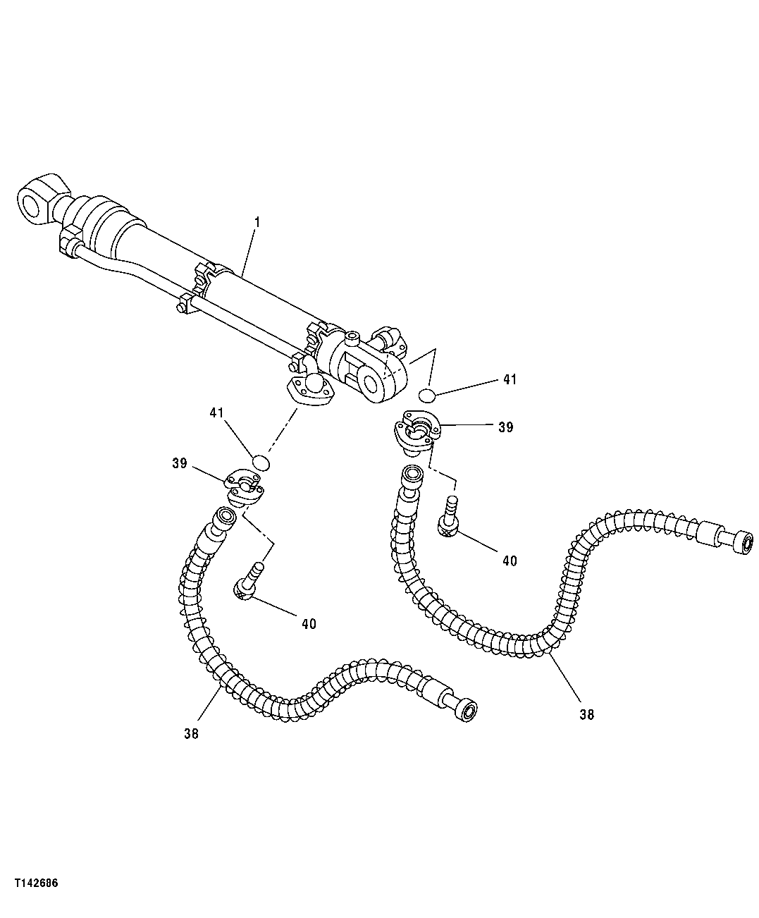 Схема запчастей John Deere 50CLC - 284 - HYDRAULIC HOSES (BUCKET CYLINDER) 3360 HYDRAULIC SYSTEM