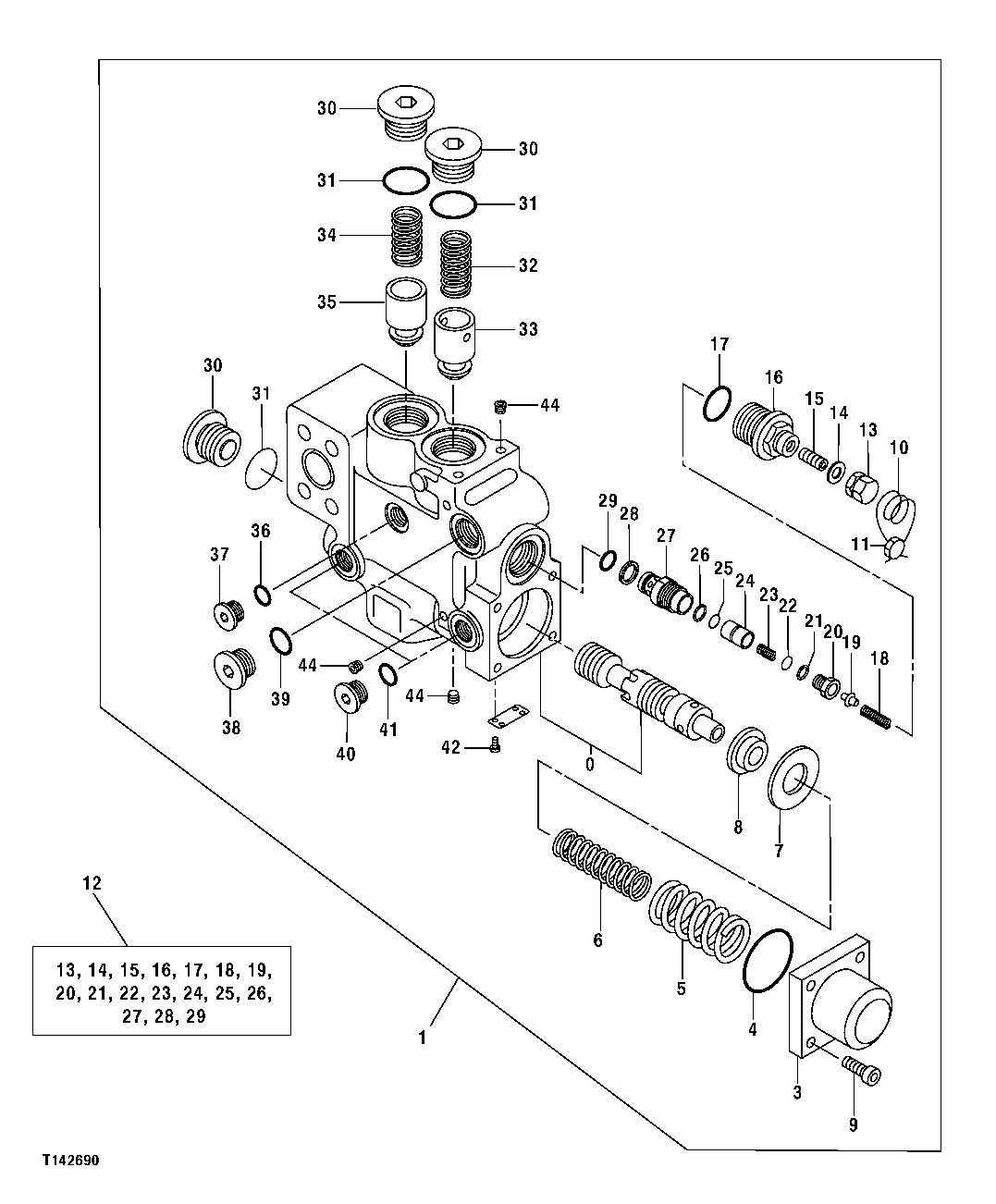 Схема запчастей John Deere 50CLC - 291 - BOOM CYLINDER LOAD LOWERING VALVE COMPONENTS 3360 HYDRAULIC SYSTEM