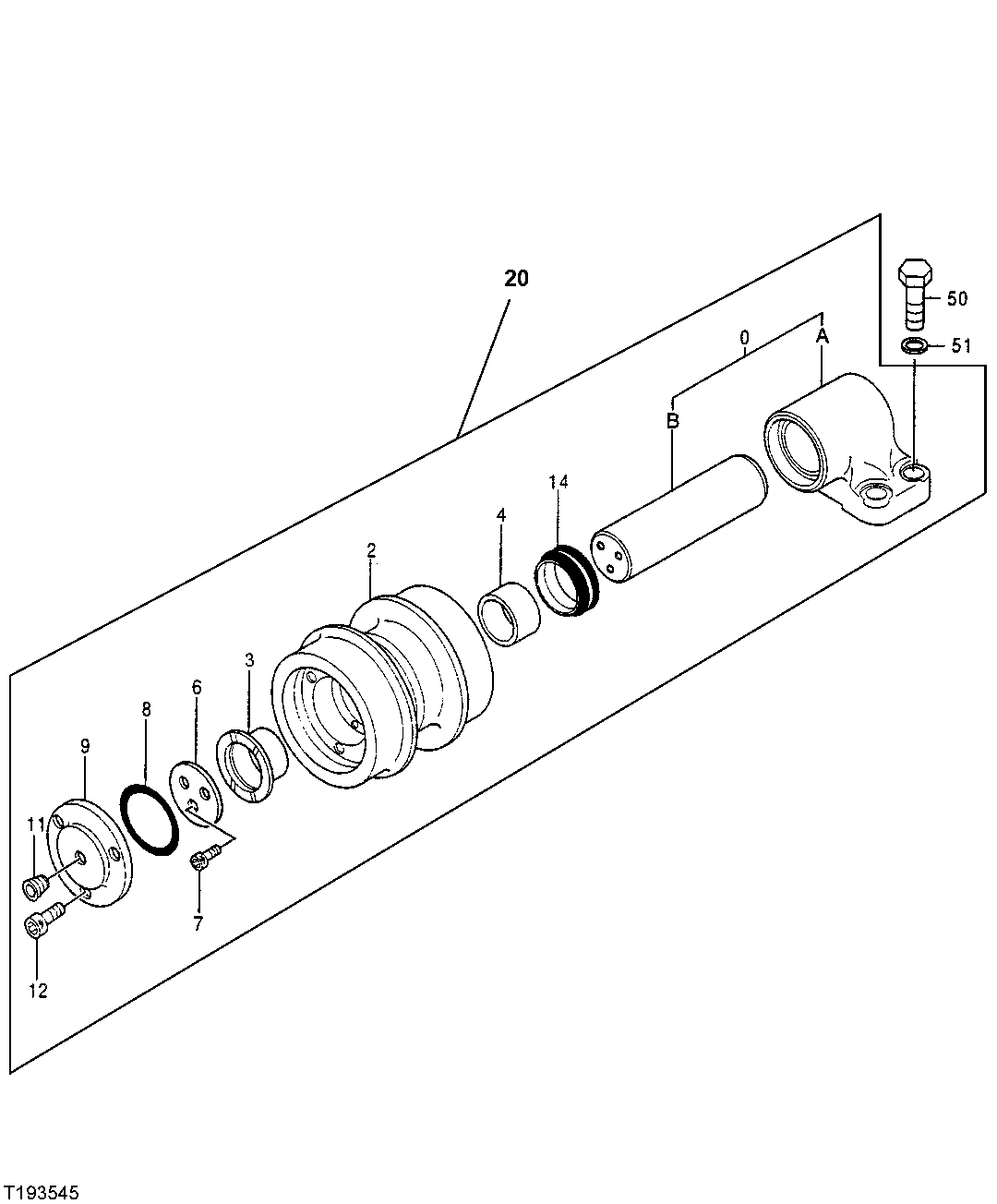 Схема запчастей John Deere 00C LC - 6 - Upper Roller 0130 TRACK SYSTEMS