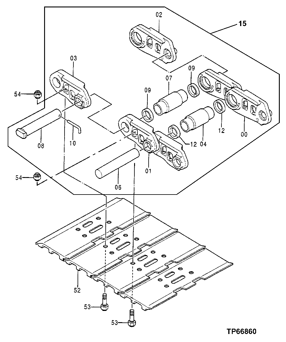 Схема запчастей John Deere 00C LC - 8 - TRACK LINK 0130 TRACK SYSTEMS