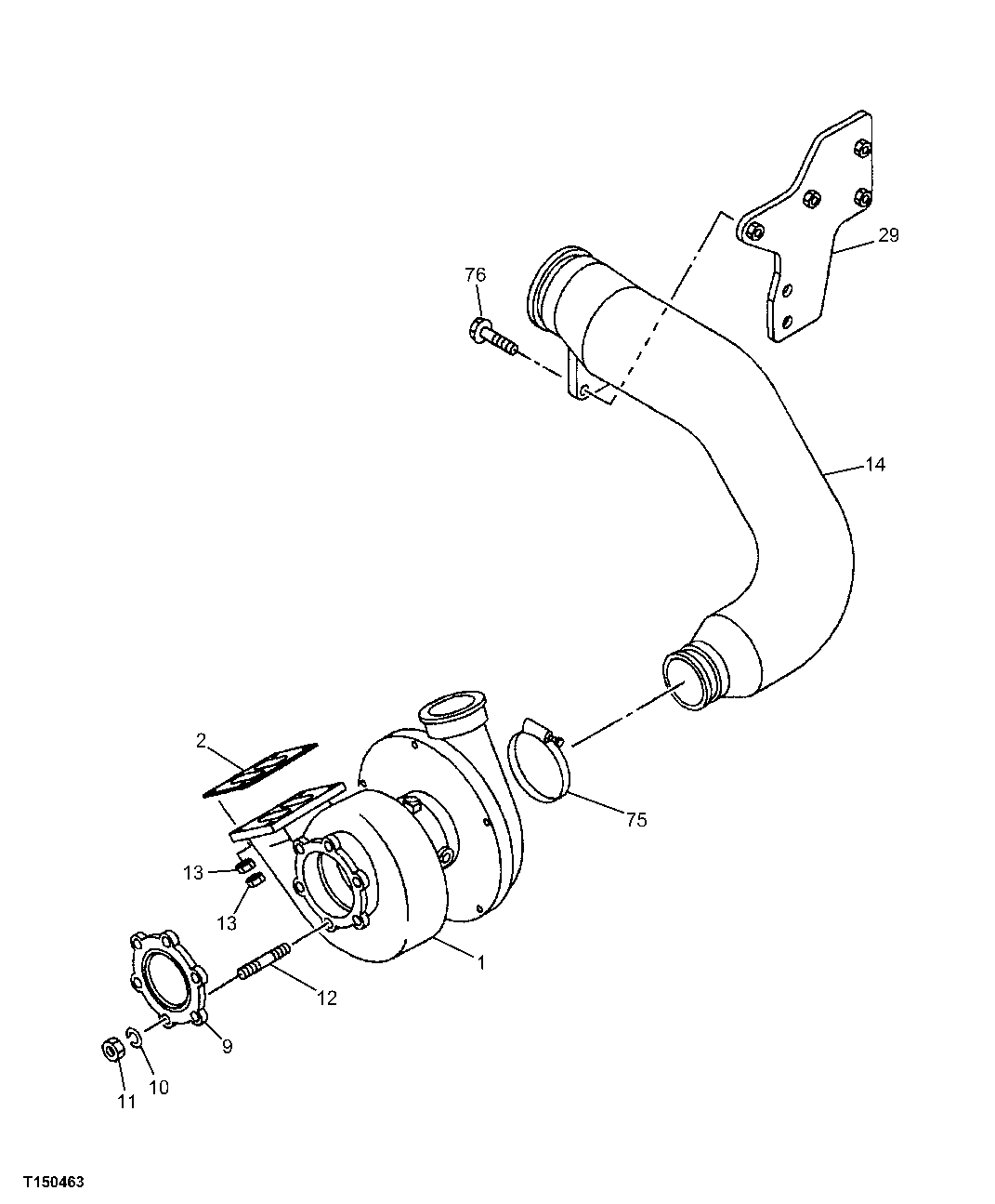 Схема запчастей John Deere 00C LC - 38 - Turbocharger System 0416 TURBOCHARGER