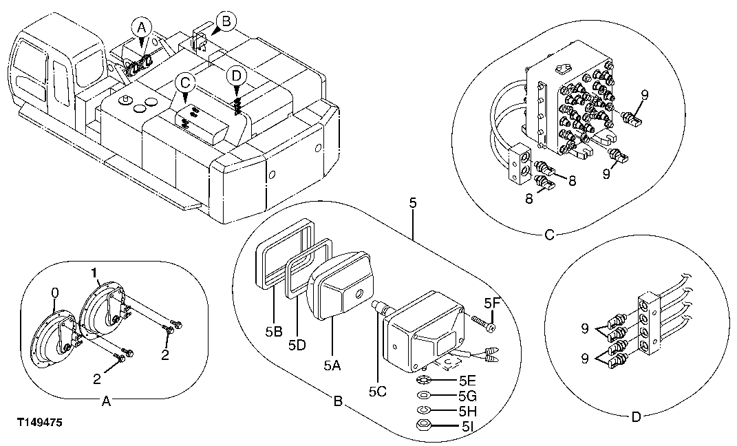 Схема запчастей John Deere 00C LC - 69 - ELECTRICAL COMPONENTS 1674 WIRING HARNESS AND SWITCHES