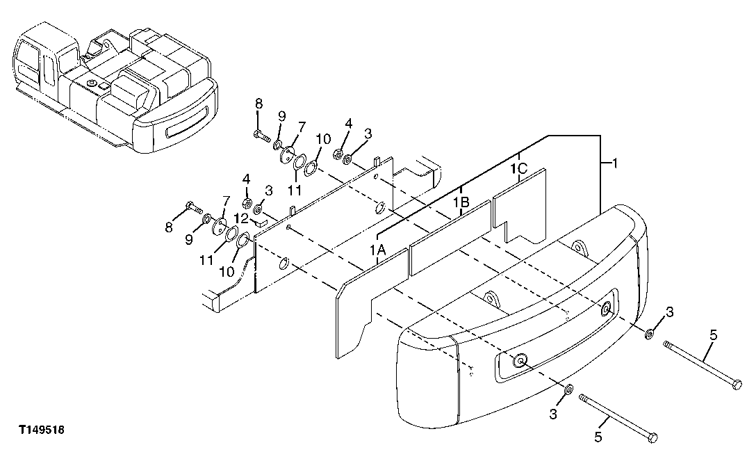 Схема запчастей John Deere 00C LC - 80 - COUNTERWEIGHT 1740 FRAME INSTALLATION