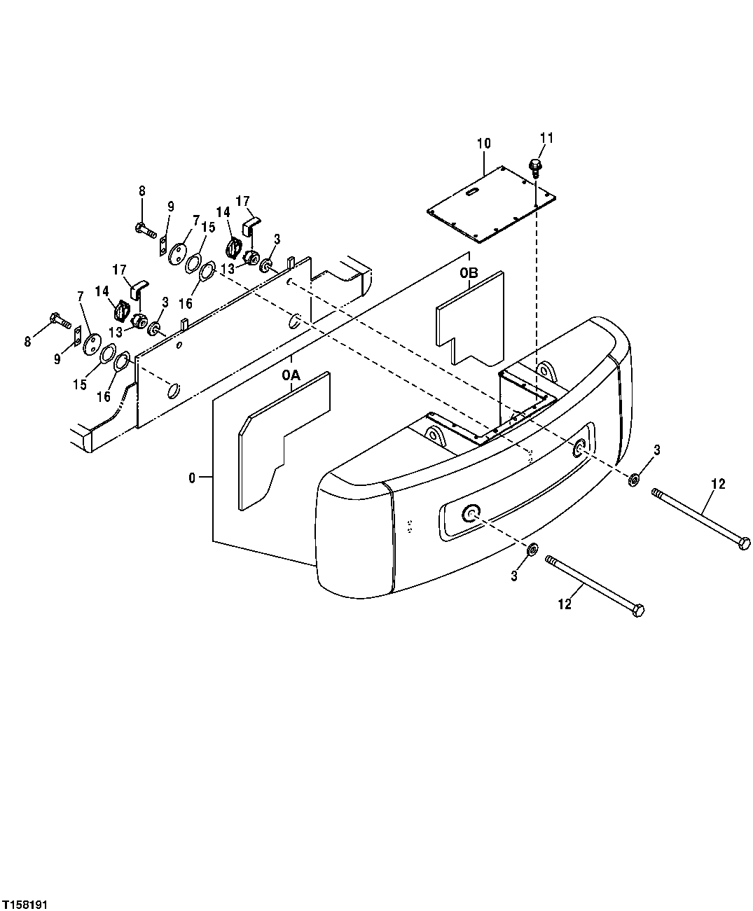 Схема запчастей John Deere 00C LC - 83 - COUNTERWEIGHT 1740 FRAME INSTALLATION