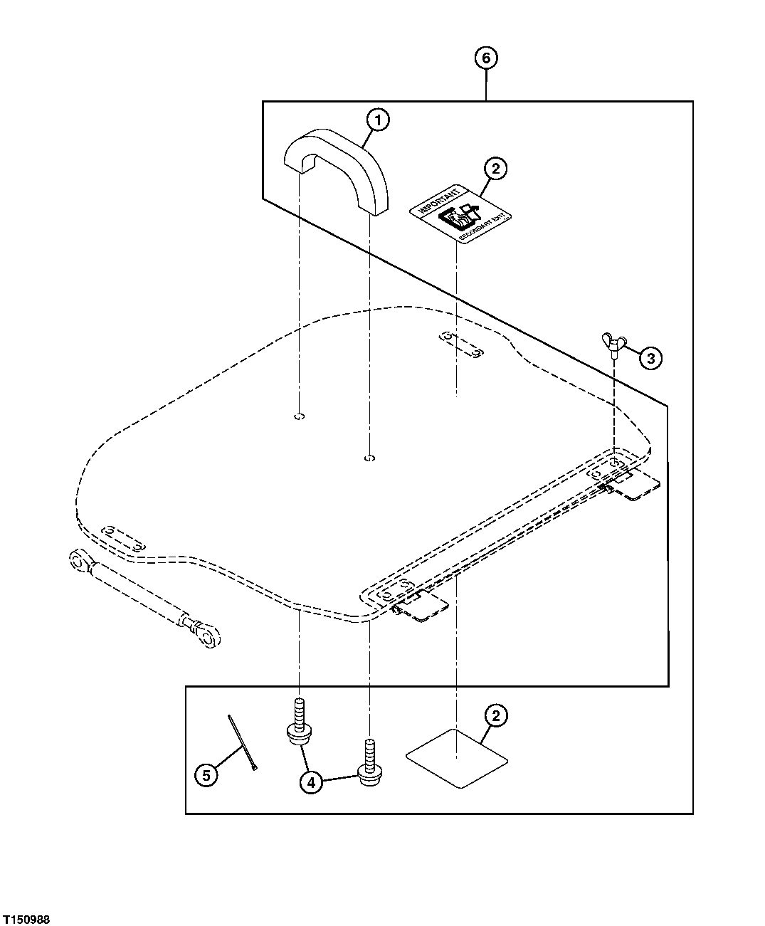 Схема запчастей John Deere 00C LC - 98 - SECONDARY EXIT KIT 1810 OPERATOR ENCLOSURE