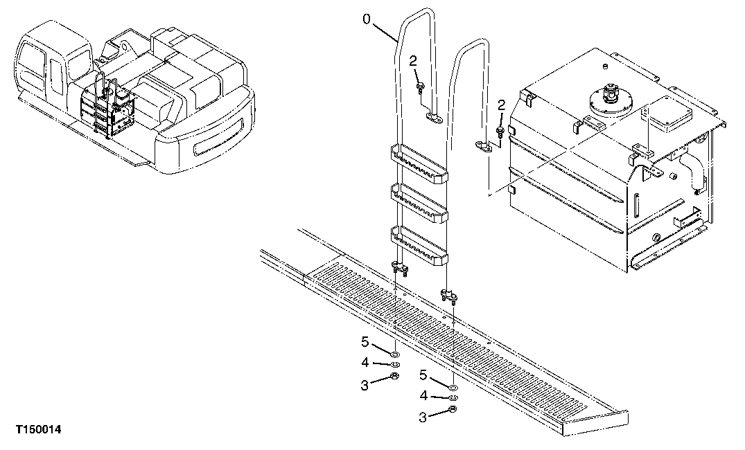 Схема запчастей John Deere 00C LC - 137 - HANDRAIL 1910 HOOD OR ENGINE ENCLOSURE