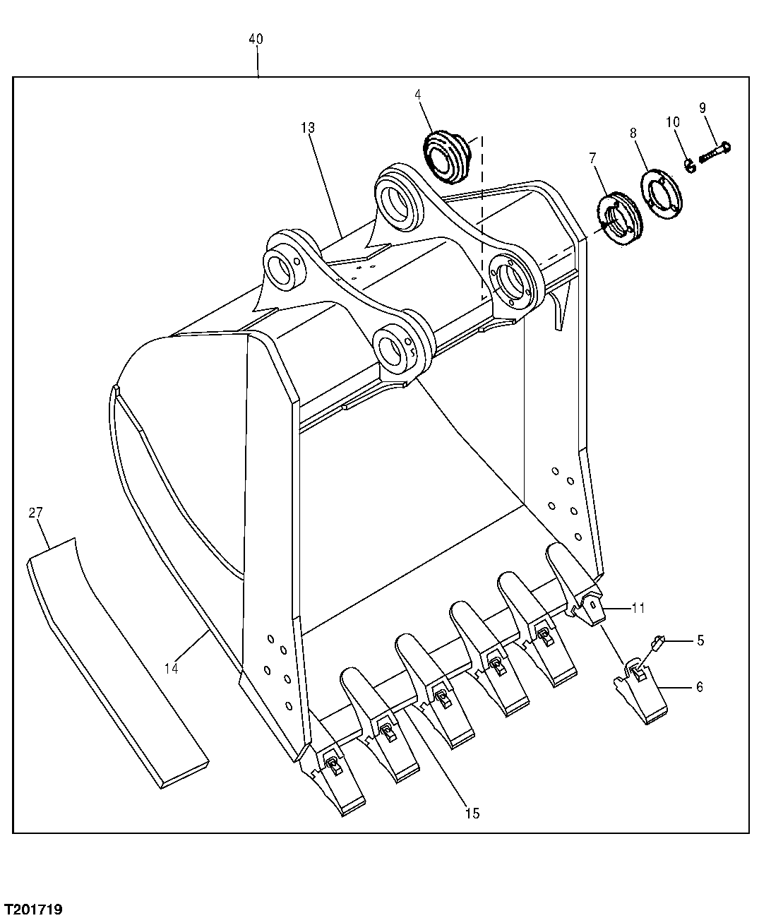 Схема запчастей John Deere 00C LC - 148 - TRUCK LOADING BUCKET 3302 BUCKET WITH TEETH