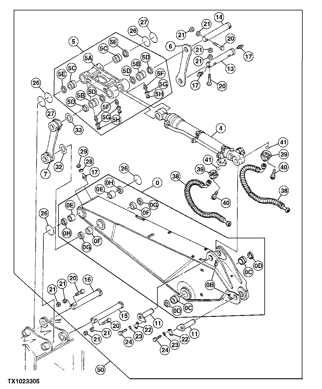 Схема запчастей John Deere 00C LC - 166 - SHORT ARM ASSEMBLY (2.9 M-9 FT 6 IN) 3340 EXCAVATOR FRAMES