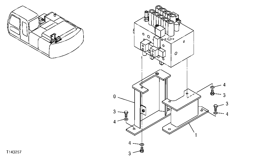 Схема запчастей John Deere 00C LC - 175 - CONTROL VALVE SUPPORT 3360 HYDRAULIC SYSTEM