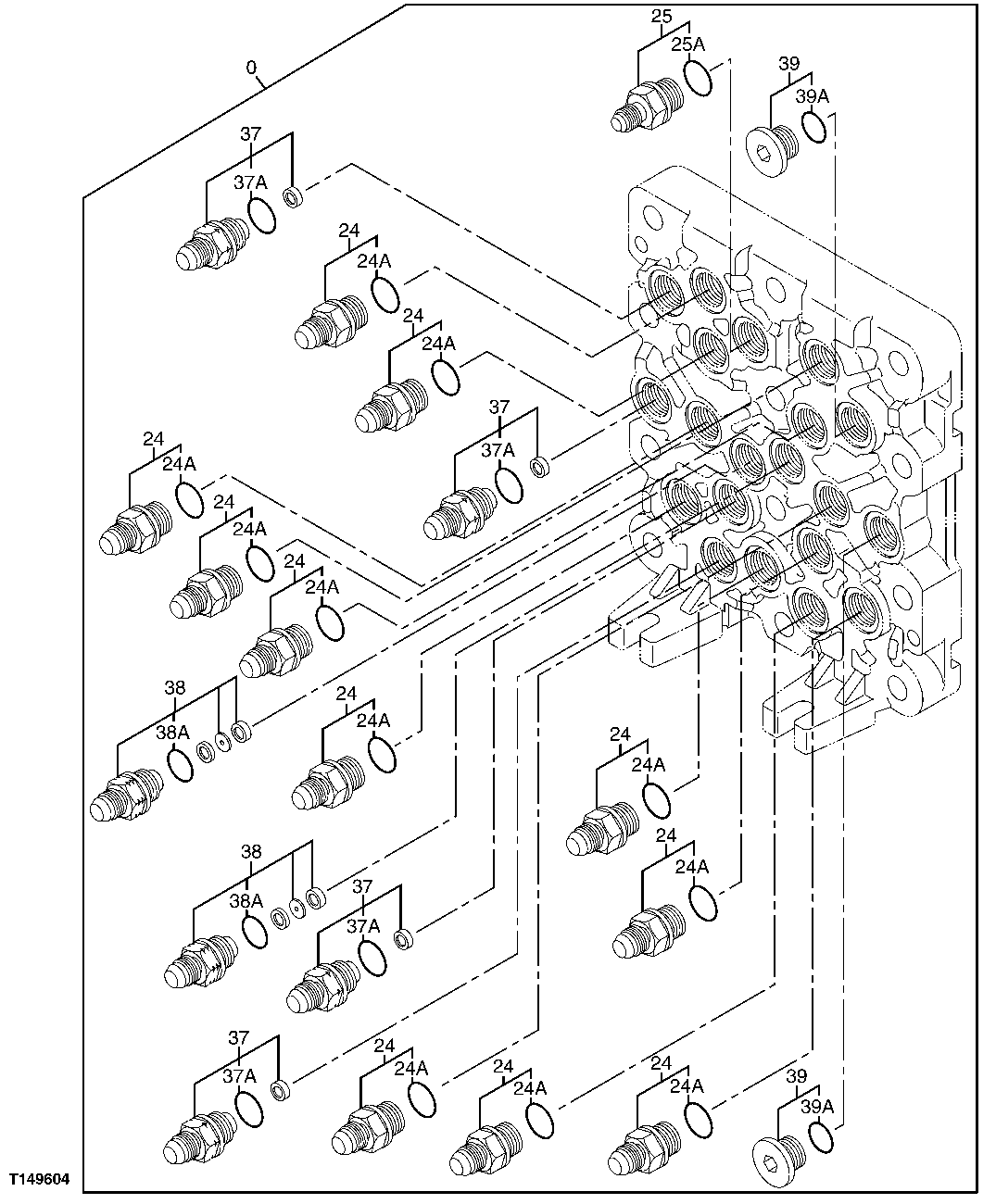 Схема запчастей John Deere 00C LC - 202 - PILOT SIGNAL MANIFOLD (PILOT CONTROLLER SIDE) 3362 CONTROL AND LOAD HOLDING VALVES