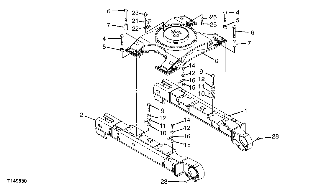 Схема запчастей John Deere 00C - 1 - TRACK FRAME 0130 TRACK SYSTEMS