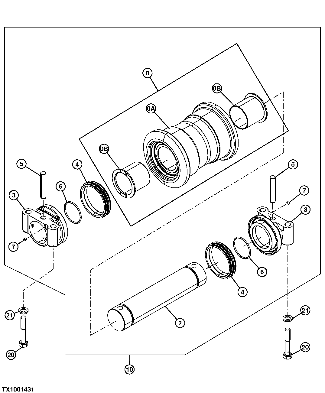 Схема запчастей John Deere 00C - 7 - Lower Track Roller 0130 TRACK SYSTEMS