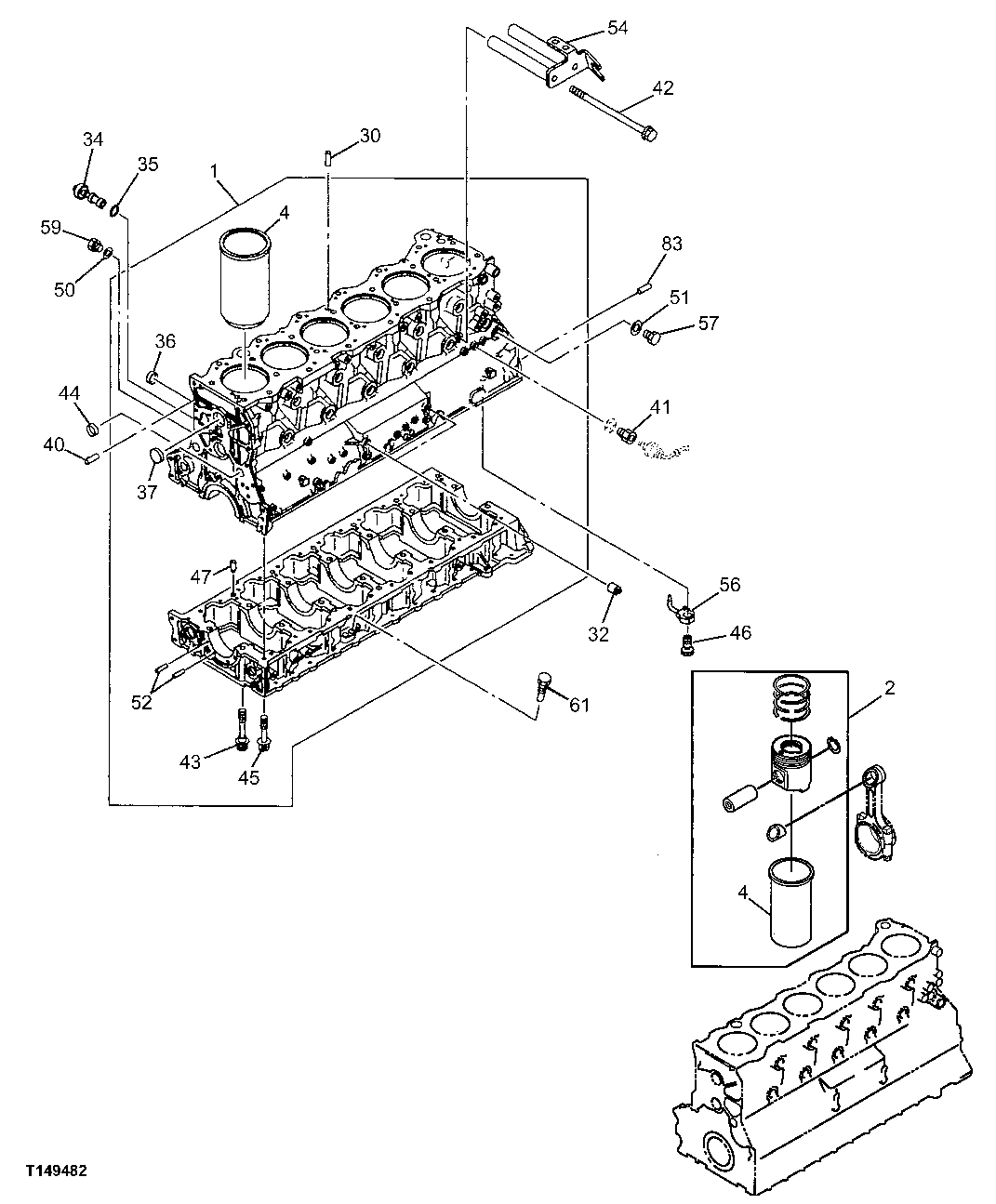 Схема запчастей John Deere 00C - 22 - CYLINDER BLOCK 0404 CYLINDER BLOCK