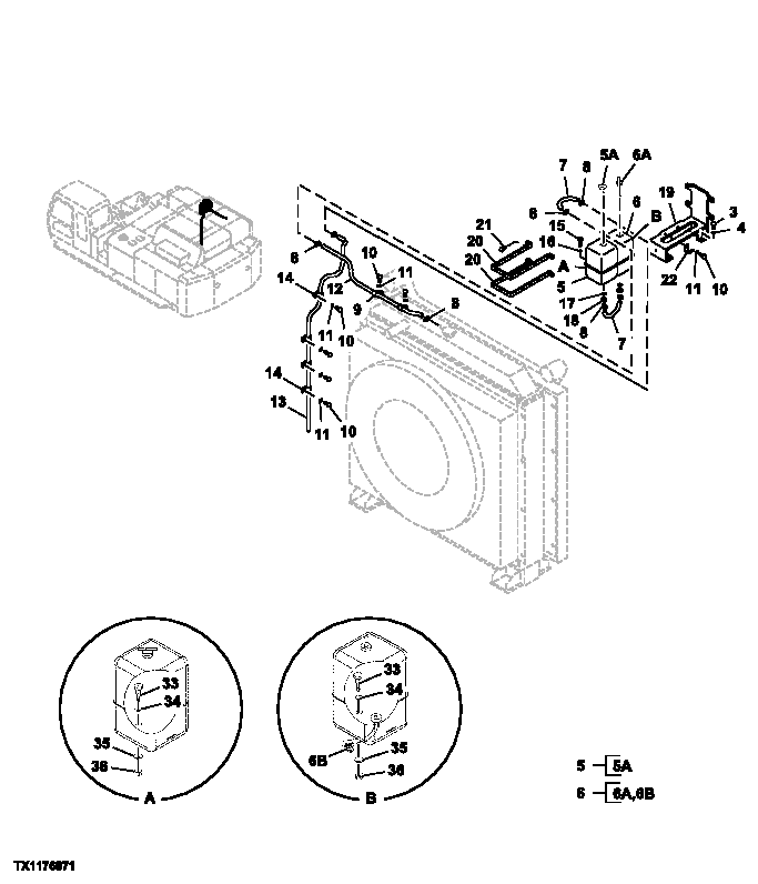 Схема запчастей John Deere 00C - 122 - RADIATOR RESERVE TANK 0510 ENGINE COOLING SYSTEM