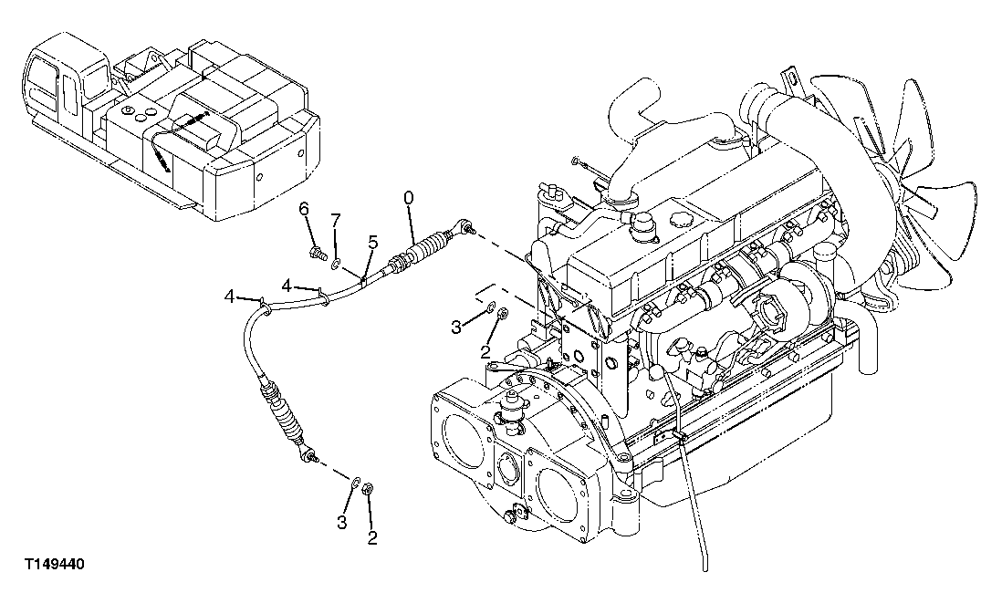 Схема запчастей John Deere 00C - 123 - ENGINE CONTROL CABLE 0515 ENGINE SPEED CONTROLS