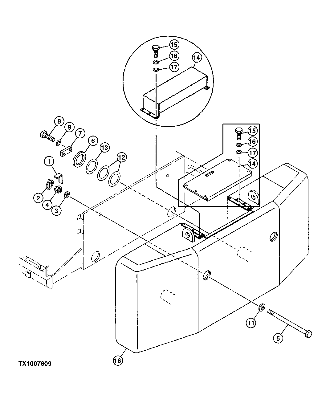 Схема запчастей John Deere 00C - 156 - COUNTERWEIGHT REMOVAL DEVICE 1740 FRAME INSTALLATION