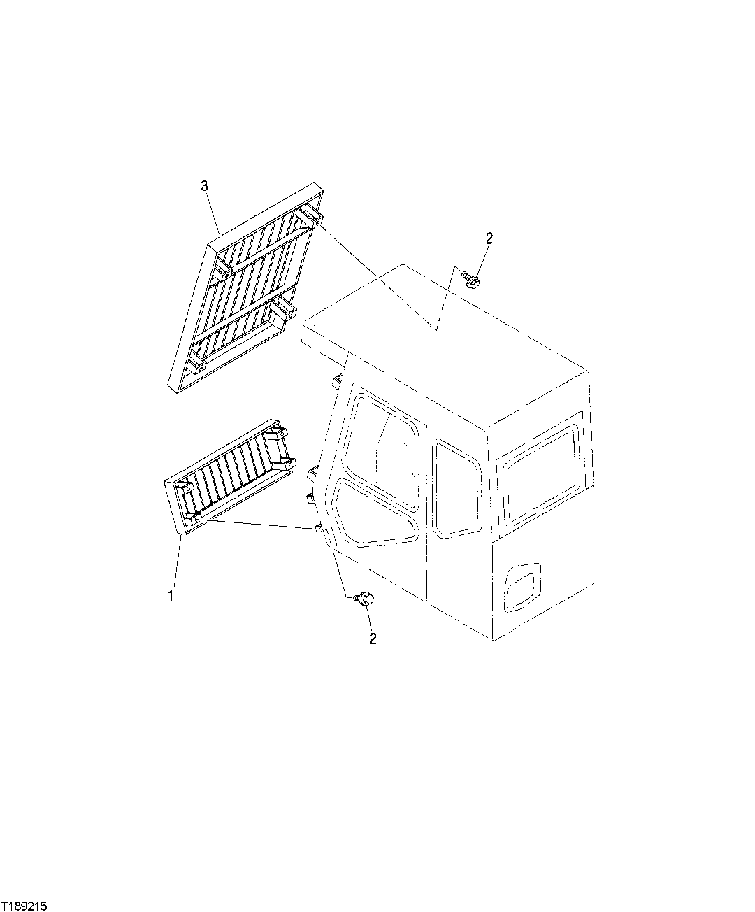 Схема запчастей John Deere 00C - 185 - WINDSHIELD GUARD (CAB WITH INTEGRATED HEADGUARD) 1810 OPERATOR ENCLOSURE